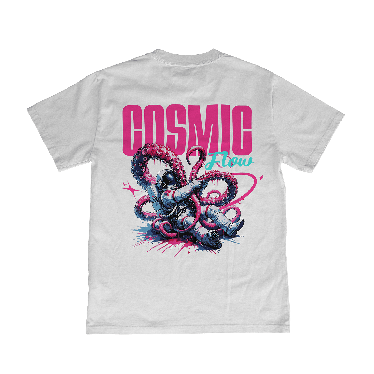 Cosmic Flow Astronaut White Oversized T-Shirt