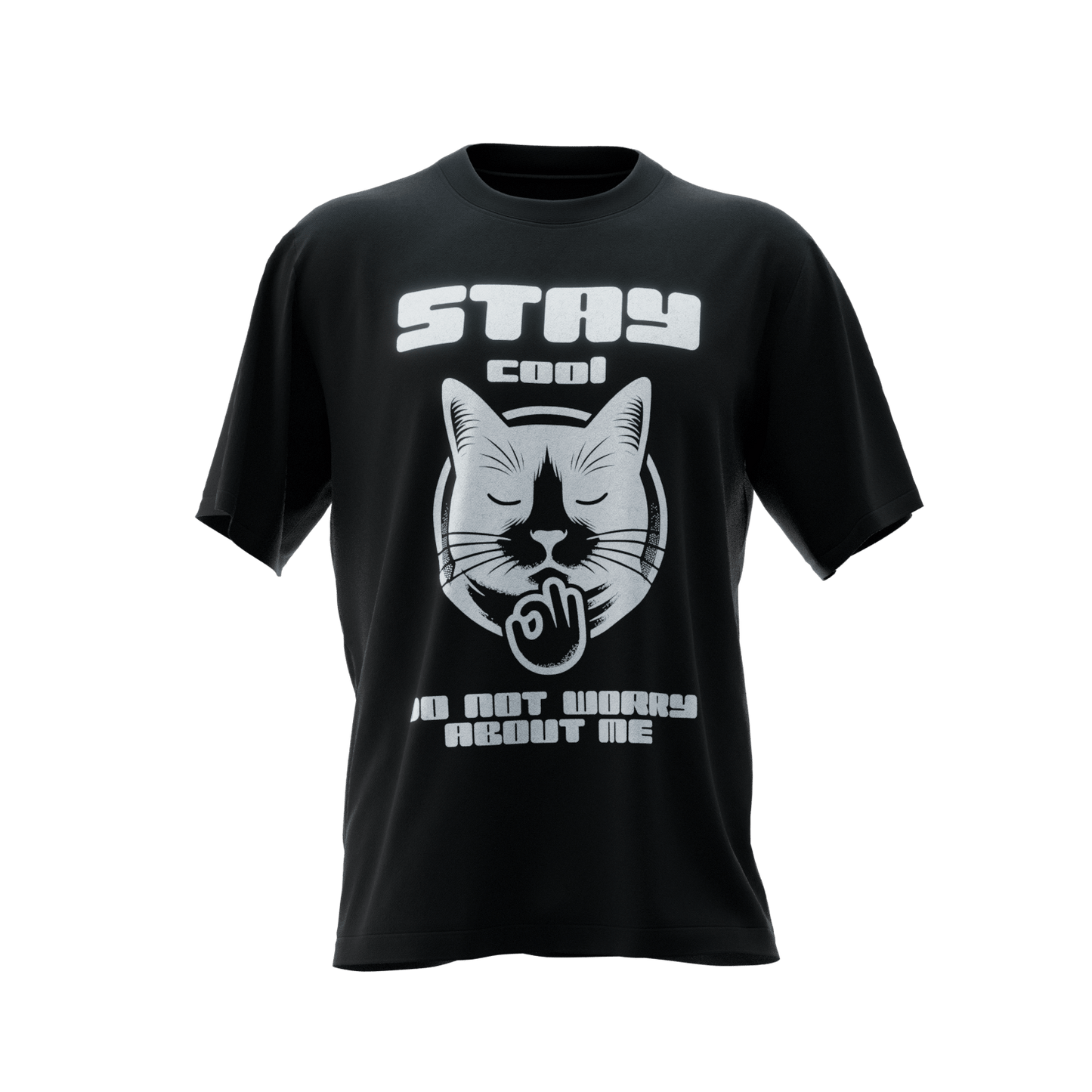 Stay Cool Cat Regular Fit Unisex Black T-Shirt