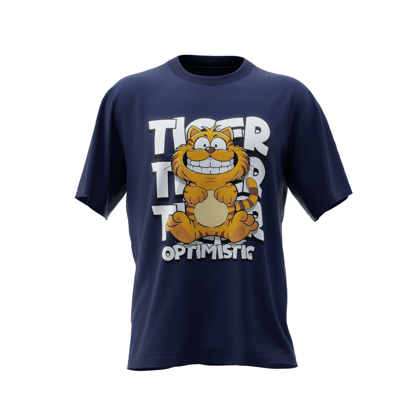 Garfield Optimistic Regular Fit Unisex Navy Blue T-Shirt