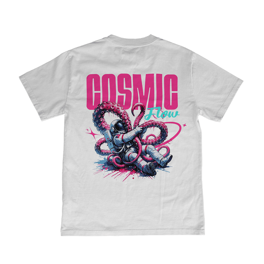 Cosmic Flow Astronaut White Oversized T-Shirt